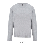 T-shirt in cotone semi-pettinato a maniche lunghe e girocollo color grigio jeansato