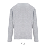 T-shirt in cotone semi-pettinato a maniche lunghe e girocollo color grigio jeansato vista posteriore