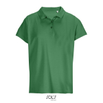 Polo da donna in 100% cotone pettinato con collo a costine e 3 bottoni color verde ottava vista