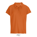 Polo da donna in 100% cotone pettinato con collo a costine e 3 bottoni color arancione