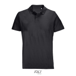 Polo unisex in 100% cotone pettinato con collo a costine e 2 bottoni color nero