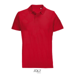 Polo unisex in 100% cotone pettinato con collo a costine e 2 bottoni color rosso quinta vista