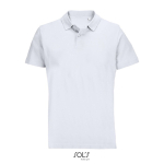 Polo unisex in 100% cotone pettinato con collo a costine e 2 bottoni color bianco nona vista