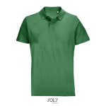 Polo unisex in 100% cotone pettinato con collo a costine e 2 bottoni color verde ottava vista