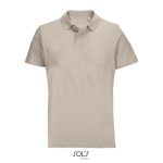 Polo unisex in 100% cotone pettinato con collo a costine e 2 bottoni color beige