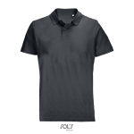 Polo unisex in 100% cotone pettinato con collo a costine e 2 bottoni color grigio scuro
