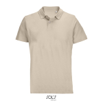 Polo unisex in 100% cotone pettinato con collo a costine e 2 bottoni color nude