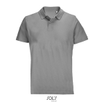 Polo unisex in 100% cotone pettinato con collo a costine e 2 bottoni color grigio chiaro
