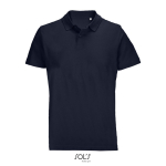 Polo unisex in 100% cotone pettinato con collo a costine e 2 bottoni color blu mare