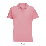 Polo unisex in 100% cotone pettinato con collo a costine e 2 bottoni color rosa chiaro