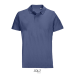 Polo unisex in 100% cotone pettinato con collo a costine e 2 bottoni color blu alice