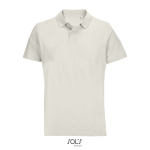 Polo unisex in 100% cotone pettinato con collo a costine e 2 bottoni color bianco sporco
