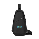 Borsa a tracolla sostenibile in rPET riciclato con cinghie regolabili color nero vista area di stampa