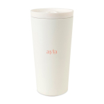 Bicchiere termico in acciaio riciclato con isolamento sottovuoto 500ml color bianco vista con logo