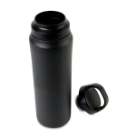 Borraccia in acciaio inox riciclato con doppio tappo 470ml color nero seconda vista