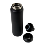 Borraccia in acciaio inox riciclato con doppio tappo 470ml color nero terza vista