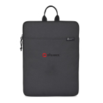 Custodia per laptop in rPET con scomparto imbottito e cerniera 16” color nero vista con logo