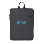 Custodia per laptop in rPET con scomparto imbottito e cerniera 16” color nero vista area di stampa