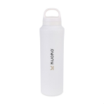 Bottiglia termica in acciaio inox riciclato anti-condensa 740ml color bianco vista con logo