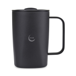 Tazza termica in acciaio inox riciclato per tè 450 ml color nero vista con logo