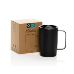 Tazza termica in acciaio inox riciclato per tè 450 ml color nero vista con scatola