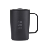 Tazza termica in acciaio inox riciclato per tè 450 ml color nero vista area di stampa
