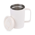 Tazza termica in acciaio inox riciclato per tè 450 ml color bianco quarta vista