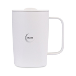 Tazza termica in acciaio inox riciclato per tè 450 ml color bianco vista con logo