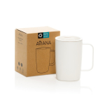 Tazza termica in acciaio inox riciclato per tè 450 ml color bianco vista con scatola