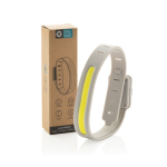 Luce LED da bici ricaricabile in plastica riciclata 400 mAh color grigio vista con scatola