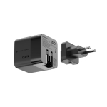 Caricatore rapido GaN ecologico con cavo retrattile da 80cm 65W color nero seconda vista