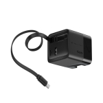 Caricatore rapido GaN ecologico con cavo retrattile da 80cm 65W color nero terza vista