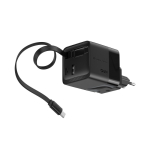 Caricatore rapido GaN ecologico con cavo retrattile da 80cm 65W color nero quarta vista