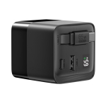Caricatore rapido GaN ecologico con cavo retrattile da 80cm 65W color nero sesta vista