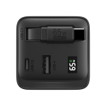 Caricatore rapido GaN ecologico con cavo retrattile da 80cm 65W color nero ottava vista