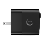 Caricatore rapido GaN ecologico con cavo retrattile da 80cm 65W color nero vista con logo