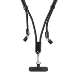 Cavo USB-C per cellulare in rPET con laccio da collo e ricarica 60W color nero seconda vista