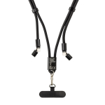 Cavo USB-C per cellulare in rPET con laccio da collo e ricarica 60W color nero ottava vista