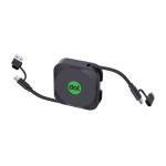 Supporto cellulare con cavo retrattile da 100cm e ricarica rapida 100W color nero vista con logo