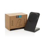 Caricatore wireless magnetico eco con base antiscivolo 15W color nero vista con scatola