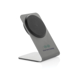 Caricatore wireless magnetico premium in alluminio riciclato 15W color grigio vista con logo