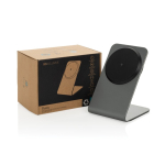 Caricatore wireless magnetico premium in alluminio riciclato 15W color grigio vista con scatola