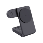 Caricatore wireless magnetico 3 in 1 in plastica riciclata 15W color nero