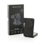 Caricatore wireless magnetico 3 in 1 in plastica riciclata 15W color nero vista con scatola