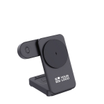 Caricatore wireless magnetico 3 in 1 in plastica riciclata 15W color nero vista area di stampa