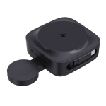 Caricatore wireless magnetico 2 in 1 con cavo retrattile USB-C e 15W color nero seconda vista