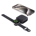 Caricatore wireless magnetico 2 in 1 con cavo retrattile USB-C e 15W color nero terza vista