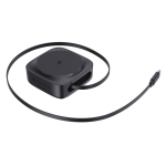 Caricatore wireless magnetico 2 in 1 con cavo retrattile USB-C e 15W color nero quarta vista