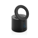 Speaker wireless ABS riciclato con supporto cellulare e subwoofer 3W color nero vista con logo