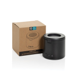 Speaker wireless ABS riciclato con supporto cellulare e subwoofer 3W color nero vista con scatola